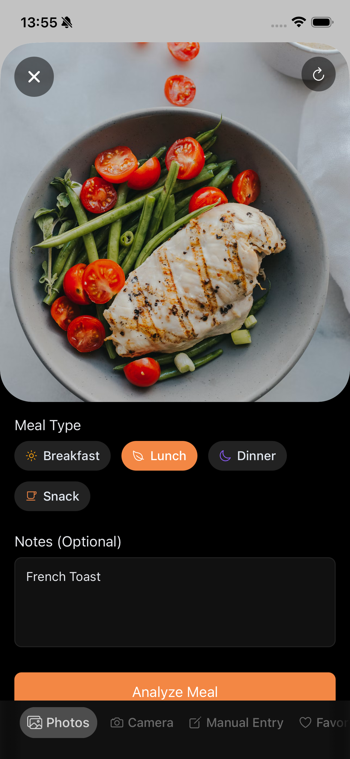 Camera meal analysis
